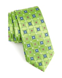 Cravate en soie géométrique chartreuse