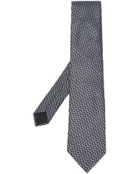 Cravate en soie géométrique grise Lanvin