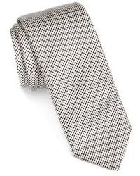 Cravate en soie géométrique noire