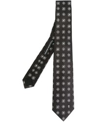Cravate en soie géométrique noire Alexander McQueen