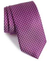 Cravate en soie géométrique pourpre