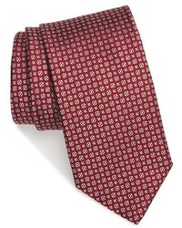 Cravate en soie géométrique rouge