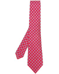 Cravate en soie géométrique rouge Kiton