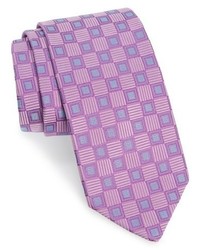 Cravate en soie géométrique violet clair