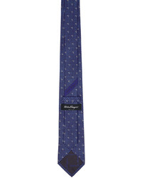 Cravate en soie imprimée blanc et bleu Ferragamo