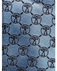 Cravate en soie imprimée bleu clair Moschino