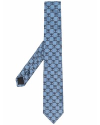 Cravate en soie imprimée bleu clair Moschino