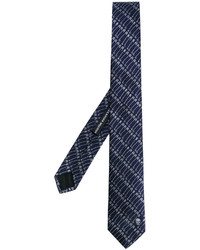 Cravate en soie imprimée bleu marine Alexander McQueen