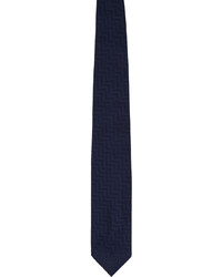 Cravate en soie imprimée bleu marine Brioni