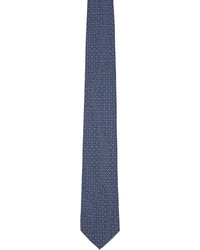 Cravate en soie imprimée bleu marine Ferragamo