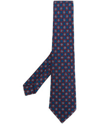 Cravate en soie imprimée bleu marine Kiton