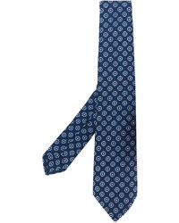 Cravate en soie imprimée bleu marine Kiton