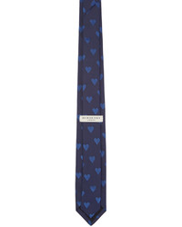 Cravate en soie imprimée bleu marine Burberry