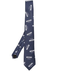 Cravate en soie imprimée bleu marine Moschino