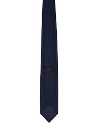 Cravate en soie imprimée bleu marine Brioni