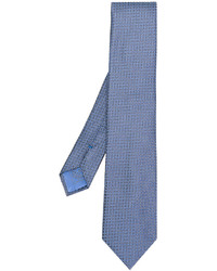 Cravate en soie imprimée bleue Brioni