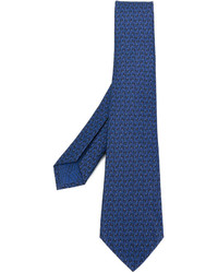 Cravate en soie imprimée bleue Bulgari