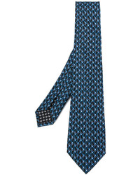 Cravate en soie imprimée bleue Bulgari