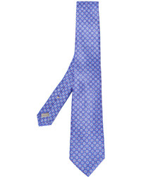 Cravate en soie imprimée bleue Canali