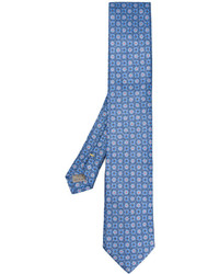 Cravate en soie imprimée bleue Canali