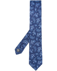 Cravate en soie imprimée bleue fe-fe