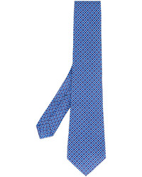 Cravate en soie imprimée bleue Kiton