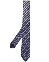 Cravate en soie imprimée bleue Moschino