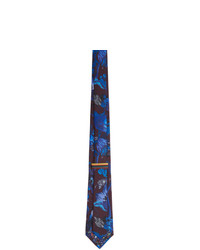 Cravate en soie imprimée bleue Paul Smith