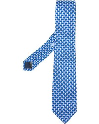 Cravate en soie imprimée bleue Salvatore Ferragamo