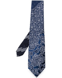Cravate en soie imprimée cachemire bleu marine Etro