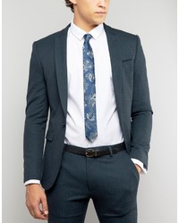 Cravate en soie imprimée cachemire bleue Asos