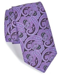 Cravate en soie imprimée cachemire violet clair