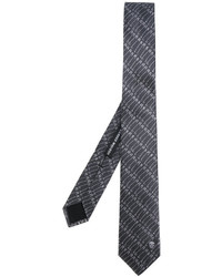 Cravate en soie imprimée gris foncé Alexander McQueen