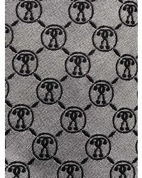 Cravate en soie imprimée grise Moschino