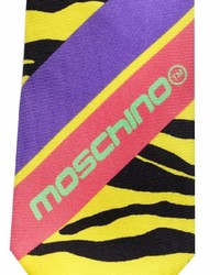 Cravate en soie imprimée jaune Moschino