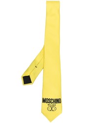 Cravate en soie imprimée jaune Moschino