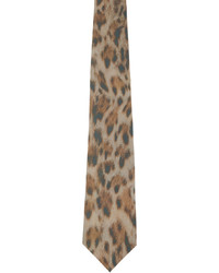 Cravate en soie imprimée léopard marron