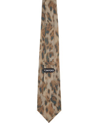 Cravate en soie imprimée léopard marron Tom Ford