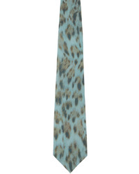 Cravate en soie imprimée léopard vert menthe