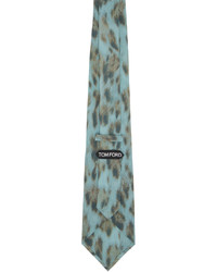 Cravate en soie imprimée léopard vert menthe Tom Ford
