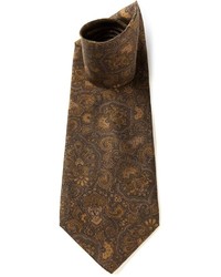 Cravate en soie imprimée marron Valentino