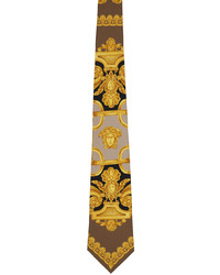 Cravate en soie imprimée marron Versace