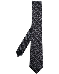 Cravate en soie imprimée noire Alexander McQueen
