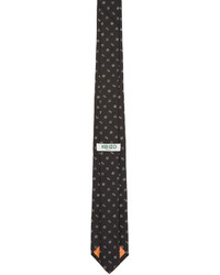 Cravate en soie imprimée noire Kenzo