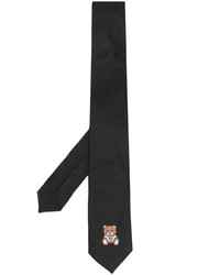 Cravate en soie imprimée noire Moschino