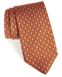 Cravate en soie imprimée orange