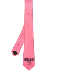 Cravate en soie imprimée rose Moschino