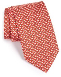 Cravate en soie imprimée rouge