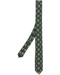 Cravate en soie imprimée vert foncé Dolce & Gabbana