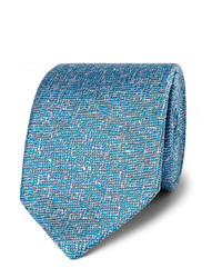 Cravate en soie tressée bleu clair